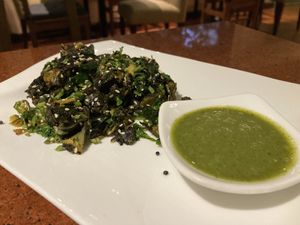 Spinach patra  at Suananda Vegetarian Garden in Bangkok