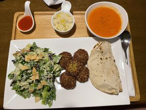 Falafel for life set menu, 315 baht  at Suananda Vegetarian Garden in Bangkok