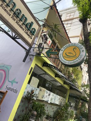 Sign from the street  at Suananda Vegetarian Garden in Bangkok