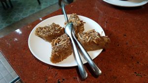 Semolina coconut cake at Suananda Vegetarian Garden in Bangkok