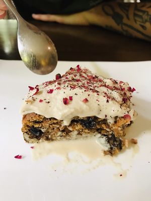 Vegan carrot cake  at Suananda Vegetarian Garden in Bangkok