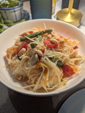 vegan papaya salad happy hour portion at Good Catch in New Orleans