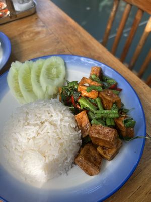 Basil tofu   at Khiang Kao Forest & Cafe in Phuket