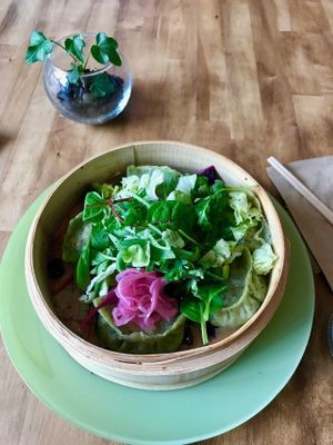 Vegan dumplings at Zest in Karlstad