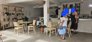 Window seats have chargers at Café con Cé in San Juan