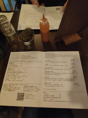 Food menu at La Tia Taco in Falun