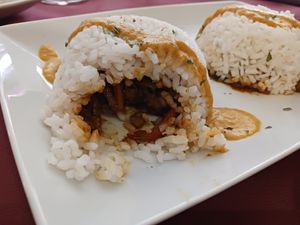 Rice with soya mince at Cafe Culture  in Piedralaves