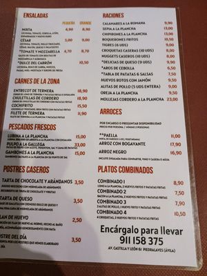 Menu (2 of 2) February 2025 at Cafe Culture  in Piedralaves