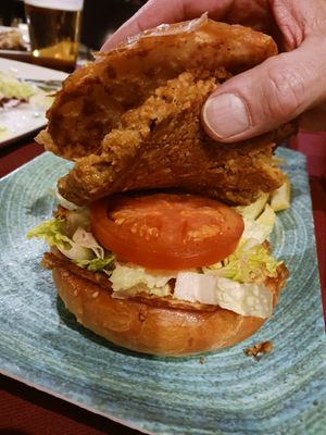 Homemade vegan burger at Cafe Culture  in Piedralaves