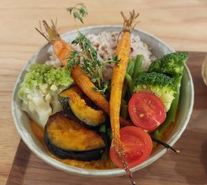 Homemade Pumpkin Curry w/ Multigrain Rice 自家製南瓜蓉蔬菜咖喱 配 十穀米飯 at Cafe Zi - 梔子 in Kowloon