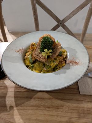 Creamy Pumpkin Farfalle with Deepfried Bean Curd at Cafe Zi - 梔子 in Kowloon
