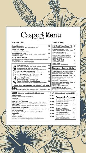 Menu  at Casper's Beachside  in Oistins