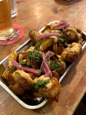 Smashed potatoes at the 78 pub   at Antojitos in Glasgow