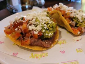 Refried beans tostadas at Antojitos in Glasgow