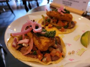 Plantain & refried beans tacos at Antojitos in Glasgow