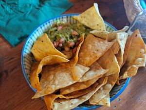 Guacamole with chips at Antojitos in Glasgow