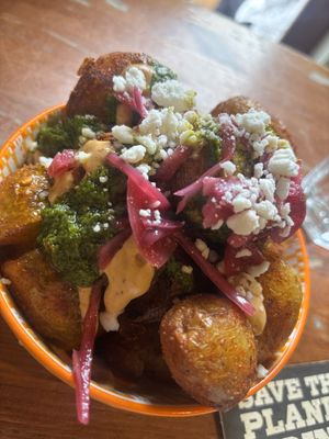 Smashed potatoes   at Antojitos in Glasgow