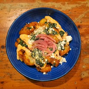 Smashed potatoes Dec 25 - STUNNING at Antojitos in Glasgow