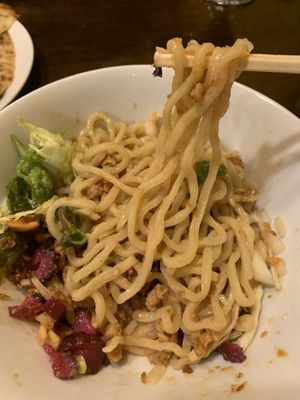 Noodle pull…🤤🤤  at Asian Sabou in Osaka