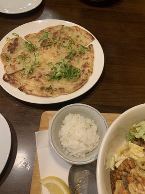 Spring onion pancakes  at Asian Sabou in Osaka