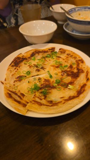 Scallion pancake at Asian Sabou in Osaka