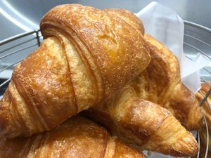 Croissants, cinnamon swirls, pain au chocolat and almond croissants  at Vishcake & Vibs in Norwich