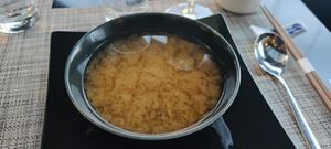 Miso soup at Skyline Sushi in Amman