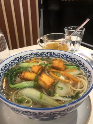 Darjeeling Keema Thukpa - contains vegan protein topping   at Tsomo Kitchen in Paris