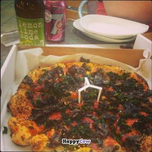 Vegan pizza from On the Wedge.  at Pete's Frootique in Bedford