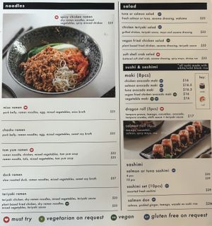 Menu (1/2)  at Origami - Napier in Napier