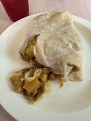 Vegetable Roti, the pic doesn’t do it justice, the flavour was amazing!   at The Roti Den in Bridgetown