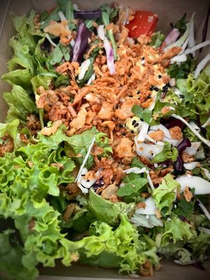 Green salad fried onions at Green Republic in Erfurt