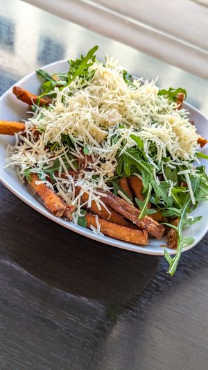 Loaded fries with lentil bolognese at Green Republic in Erfurt