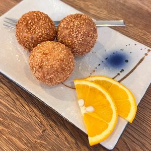 sesame balls with sweet red bean paste filling   at Do Le's Kitchen in Weil Am Rhein
