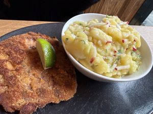 corn schnitzel & potato salad  at HeimWerk - Hackescher Markt in Berlin