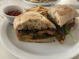 V-steak sandwich  at St Germain Bistro and Cafe in San Juan
