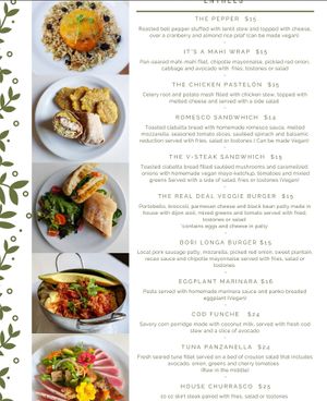 MENU Feb'23: Lunch+Dinner Entrees at St Germain Bistro and Cafe in San Juan