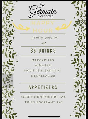 Happy hour menu  at St Germain Bistro and Cafe in San Juan