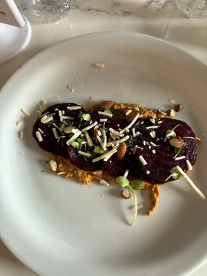 Beat salad w vegan cheese   at St Germain Bistro and Cafe in San Juan