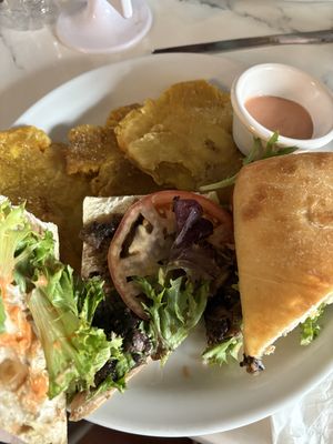 Steak sandwich, mushroom based  at St Germain Bistro and Cafe in San Juan