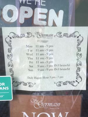 Hours: 3/22/19 at St Germain Bistro and Cafe in San Juan