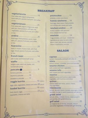 Menu 3 at Cafe Andino in Huaraz