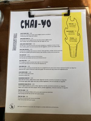 Lunch menu  at Chai - Yo  in Montreal