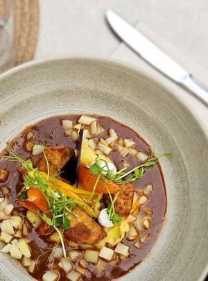 Vegan gullash at Tischlein Deck Dich  in Mittenwald