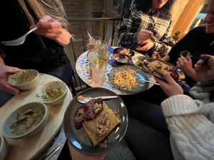 Griechischer Nachtisch. Nudel Auflauf. Überbackene Aubergine. Cremiger Reis mit Spinat und und und wir wurden verwöhnt mit allem was sie hatten!   at The Crazy Little Greek in Berlin