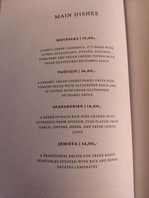 Menu at The Crazy Little Greek in Berlin