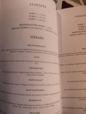 Starter page at The Crazy Little Greek in Berlin