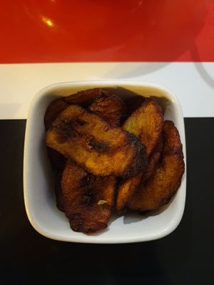 Fried plantain at Carib De L' Afrique in Hastings