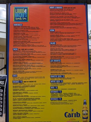 Menu February 2024 at Louie & Nacho's Beach Bar in St Croix