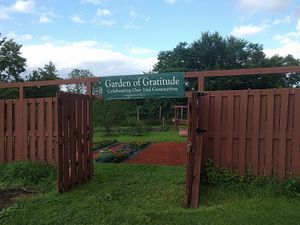 Garden of Gratitude entry at Govinda's Restaurant in Moundsville